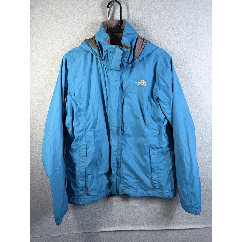 The North Face Jacket Womens Large Blue Hooded Waterproof Full Zip Windbreaker